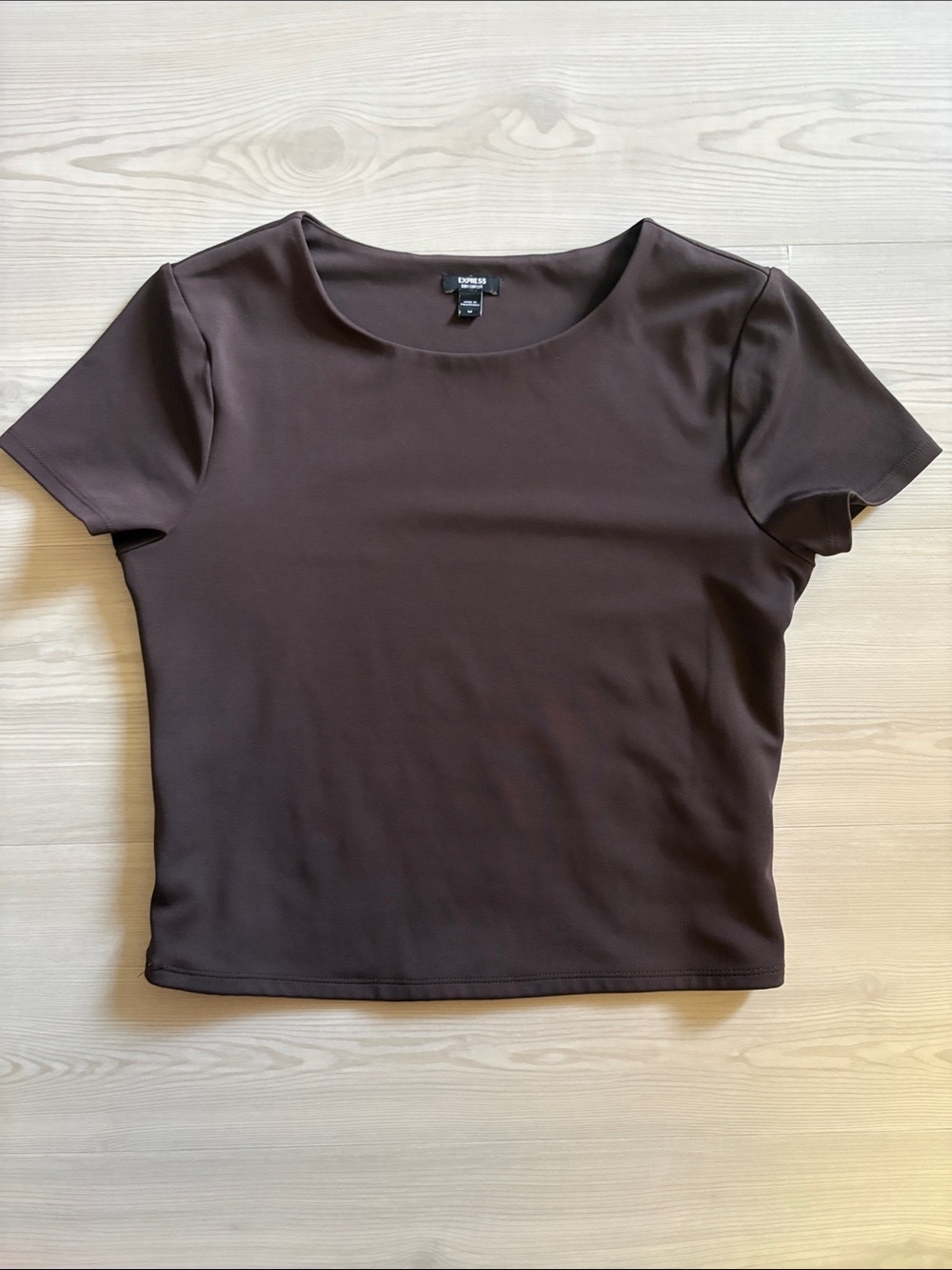 Express Chocolate Brown Short Sleeve Scoop Neck Top